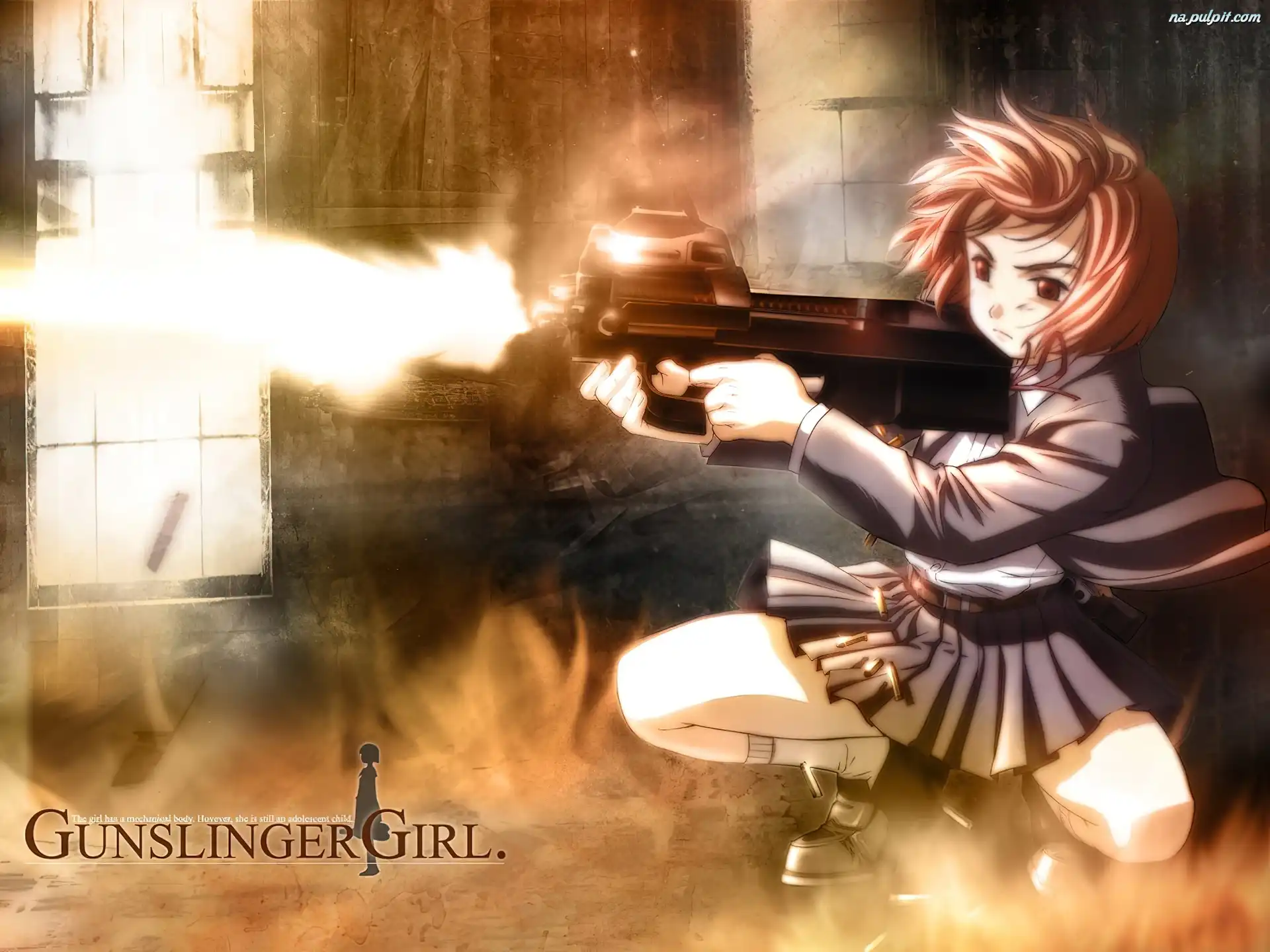 spódniczka, strzał, kobieta, Gunslinger Girl, karabin